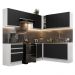 Armário de Cozinha Completa de Canto 100% MDF 409cm Branco/Preto Acordes Madesa 01