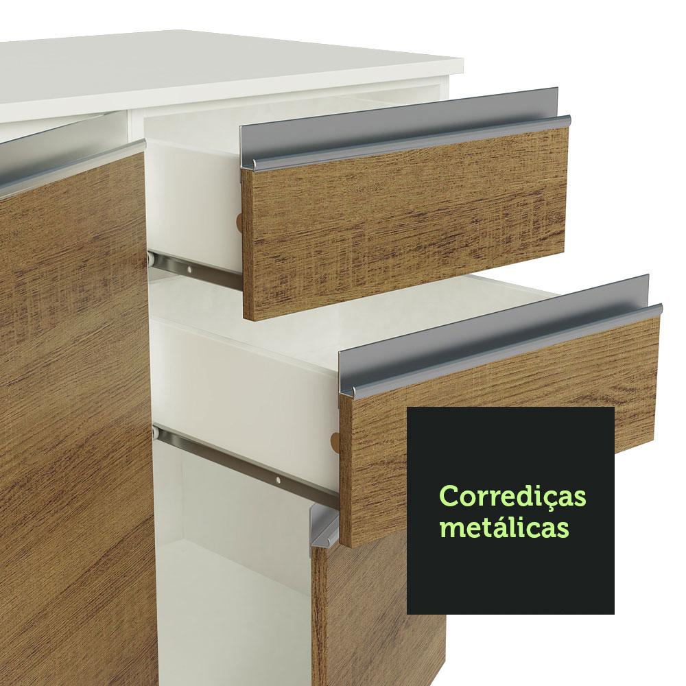 Armário de Cozinha Completa de Canto 100% MDF 447cm Branco/Rustic/Crema Smart Madesa 01