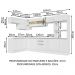 Armário de Cozinha Completa de Canto 100% MDF 447cm Frentes Branco Brilho Smart Madesa 02