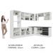 Armário de Cozinha Completa de Canto 100% MDF 479cm Branco/Preto Acordes Madesa 03