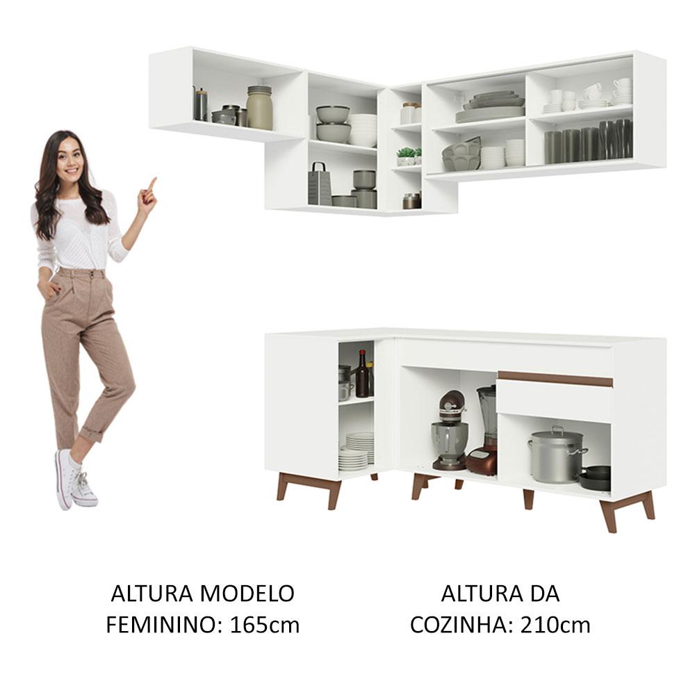 Armário de Cozinha Completa de Canto 332cm Branco Reims Madesa 03