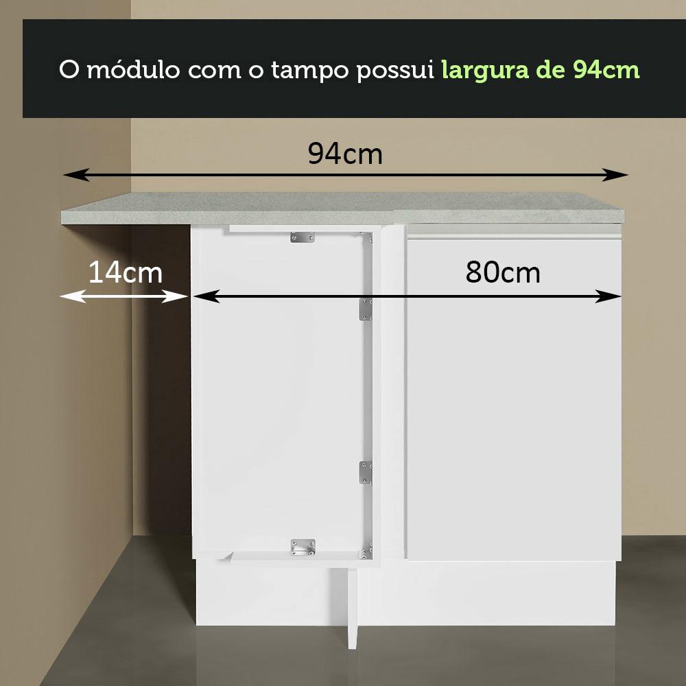 Armário de Cozinha Completa de Canto 349cm Branco Glamy Madesa 06