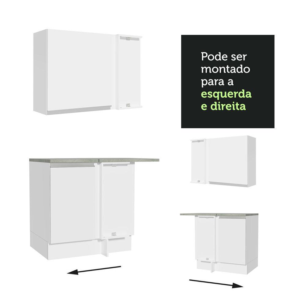 Armário de Cozinha Completa de Canto 349cm Branco Glamy Madesa 06