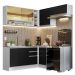 Armário de Cozinha Completa de Canto 349cm Branco/Preto Glamy Madesa 06