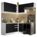 Armário de Cozinha Completa de Canto 349cm Branco/Preto Glamy Madesa 07