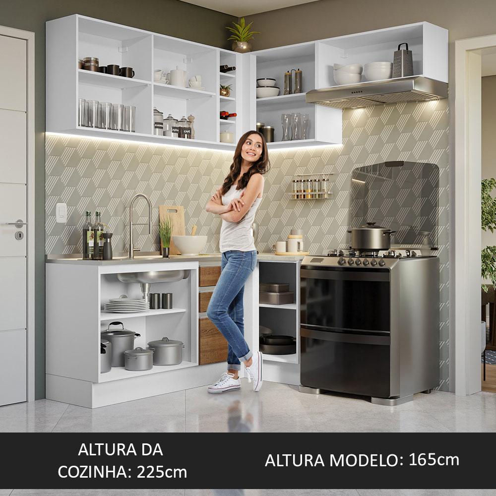 Armário de Cozinha Completa de Canto 349cm Branco/Rustic Glamy Madesa 07