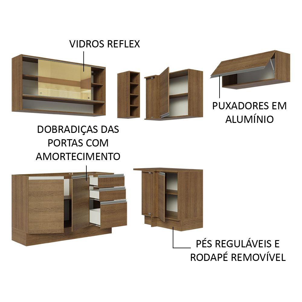 Armário de Cozinha Completa de Canto 349cm Rustic Glamy Madesa 06