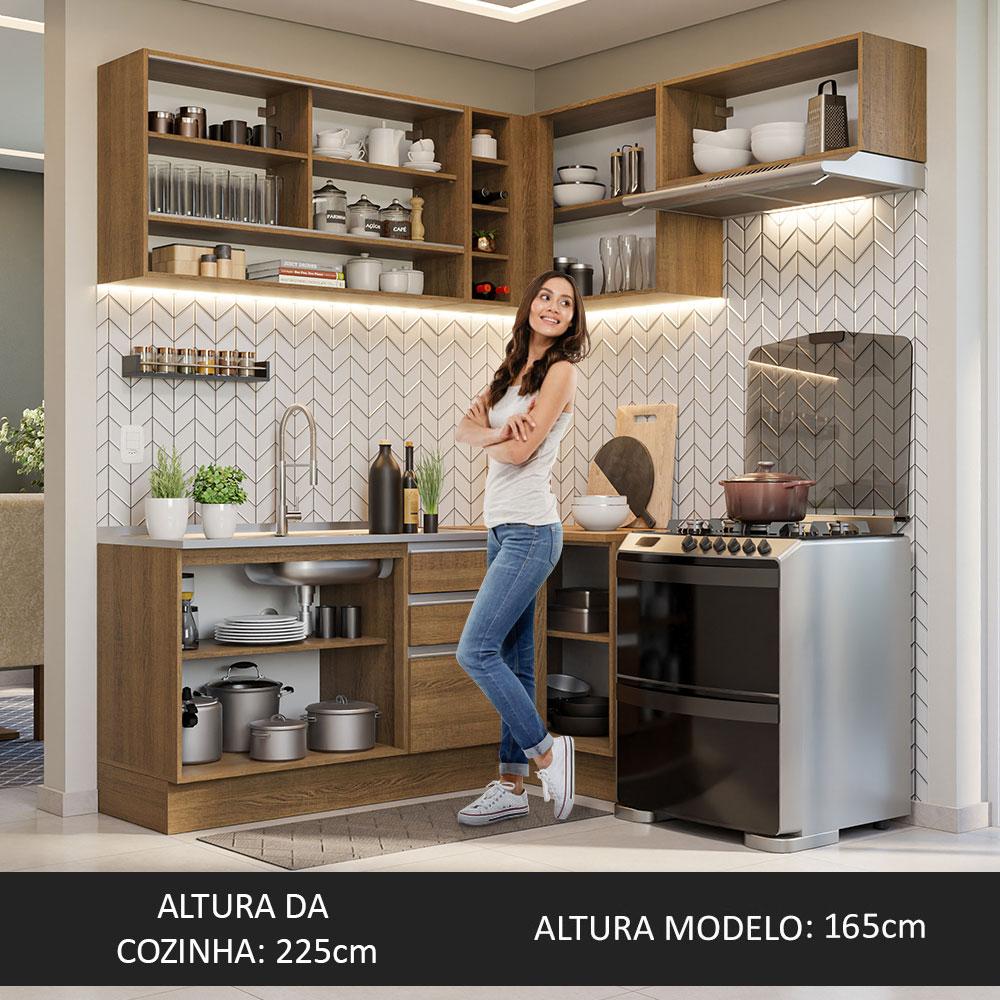 Armário de Cozinha Completa de Canto 349cm Rustic Glamy Madesa 06