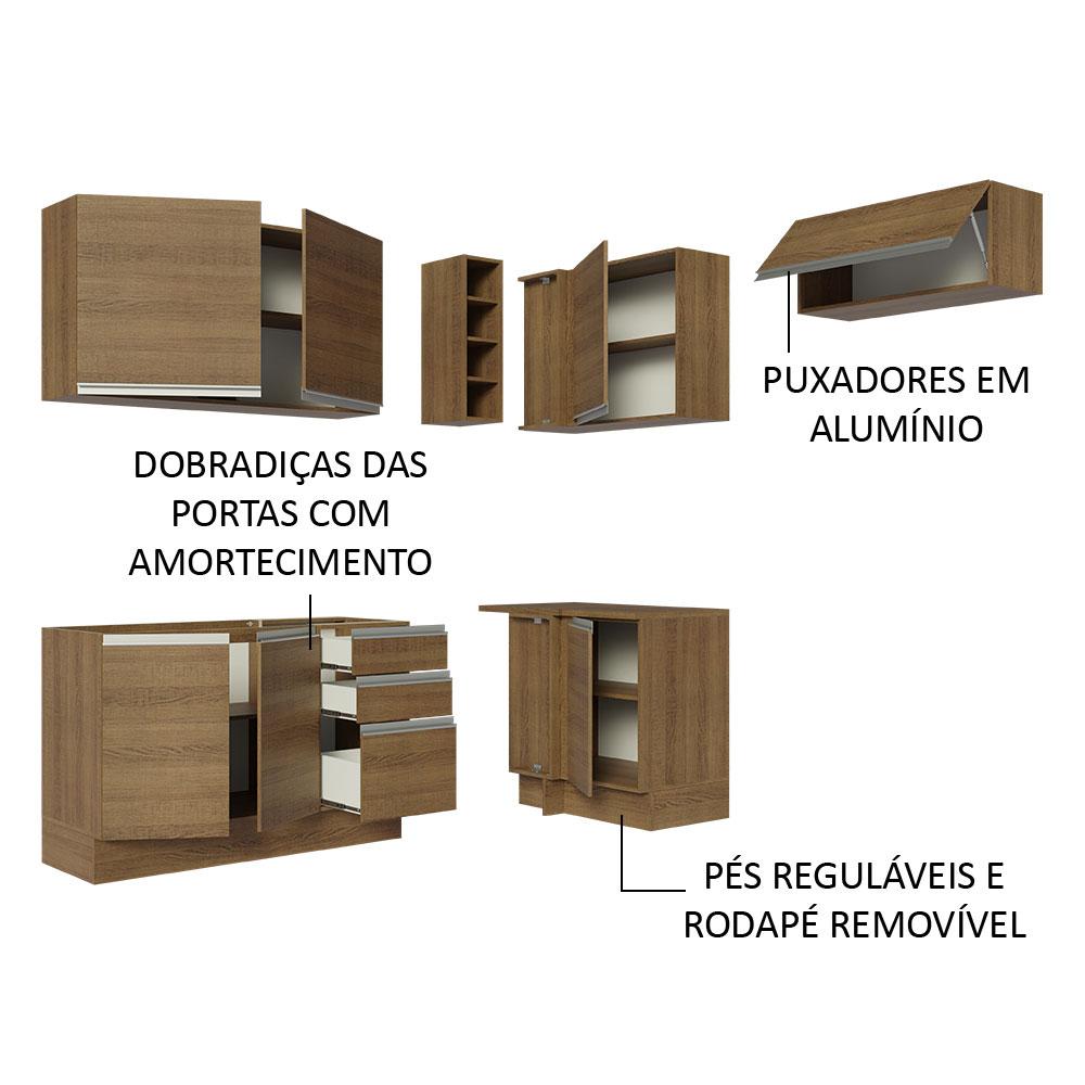 Armário de Cozinha Completa de Canto 349cm Rustic Glamy Madesa 07