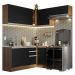 Armário de Cozinha Completa de Canto 349cm Rustic/Preto Glamy Madesa 07