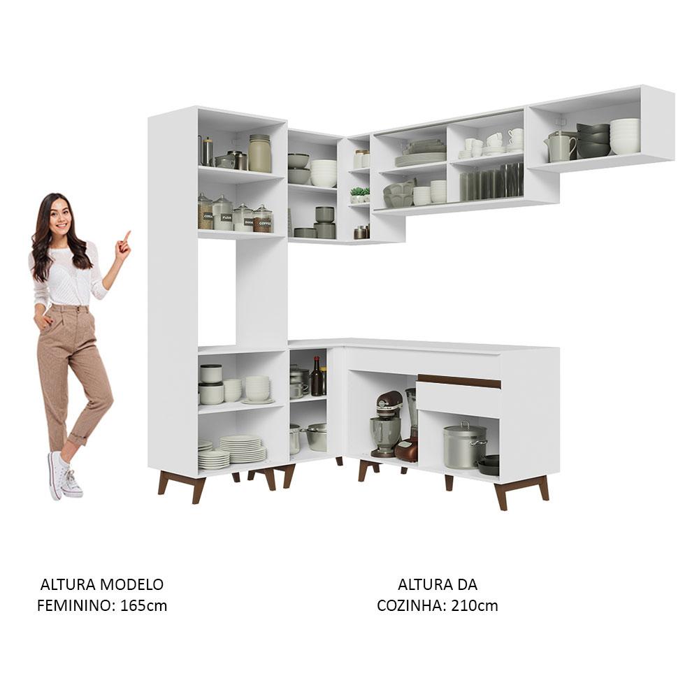Armário de Cozinha Completa de Canto 392cm Branco Reims Madesa 03