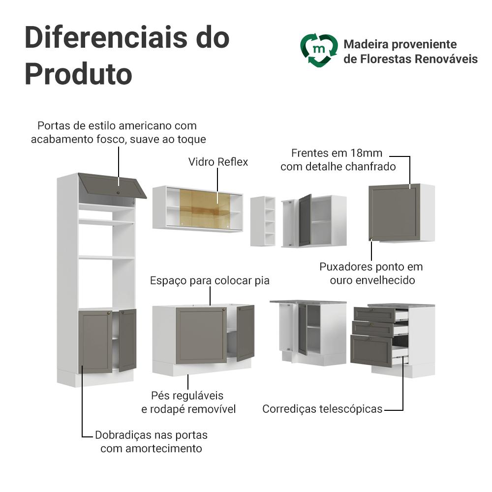Armário de Cozinha Completa de Canto 399 cm BV Vik Madesa 02