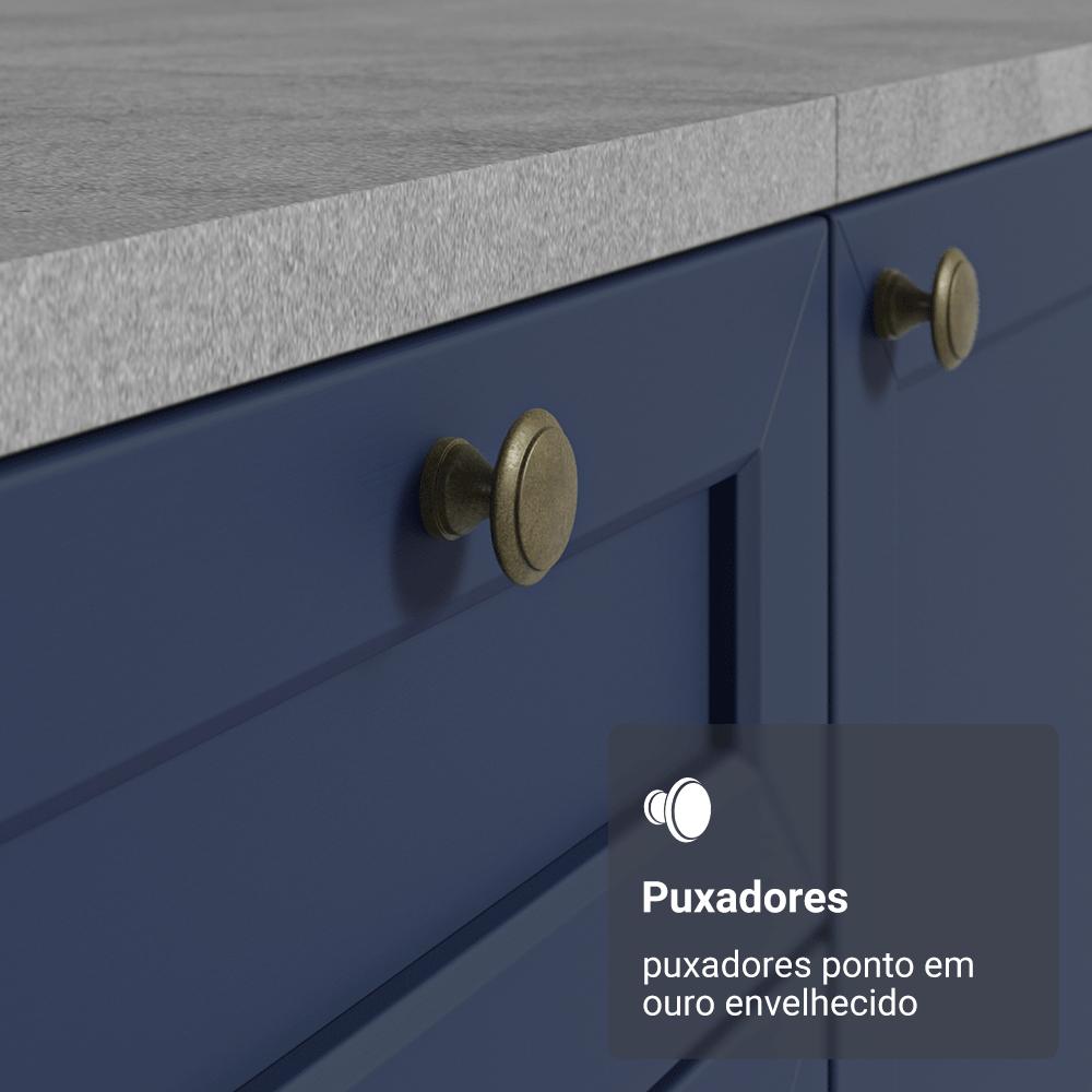 Armário de Cozinha Completa de Canto 399 cm Branco/Azul Vik Madesa 02