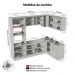 Armário de Cozinha Completa de Canto 399 cm Rustic/Branco Vik Madesa 01
