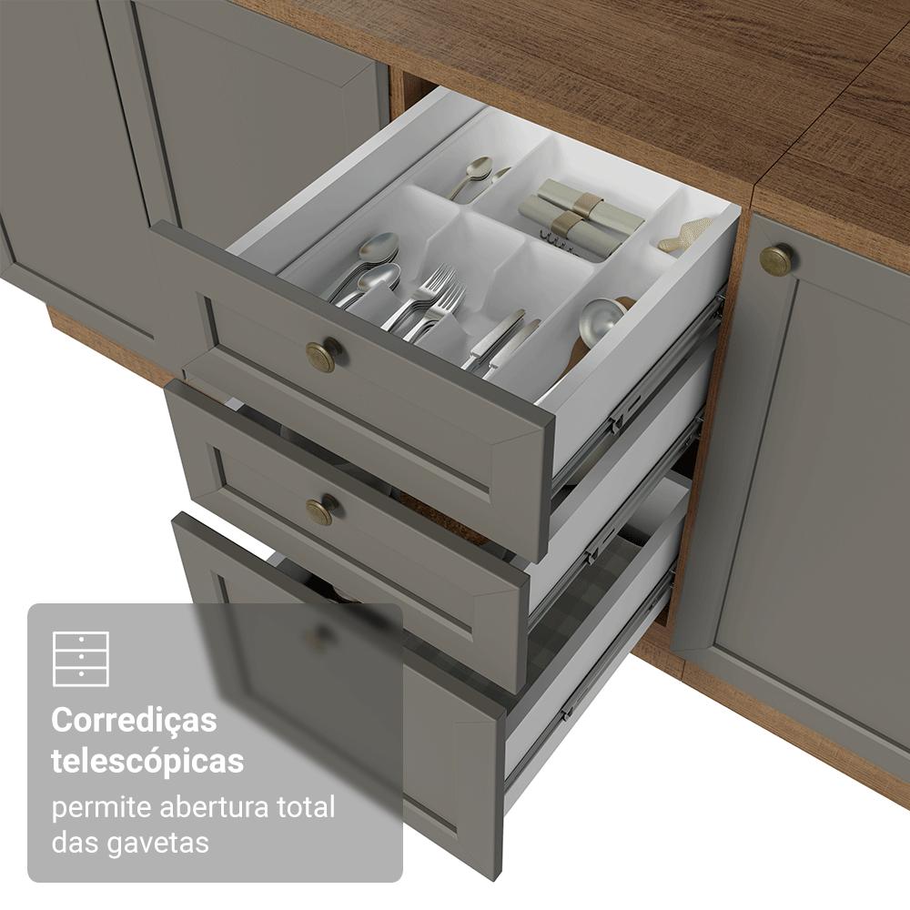 Armário de Cozinha Completa de Canto 399 cm Rustic/Cinza Vik Madesa 02