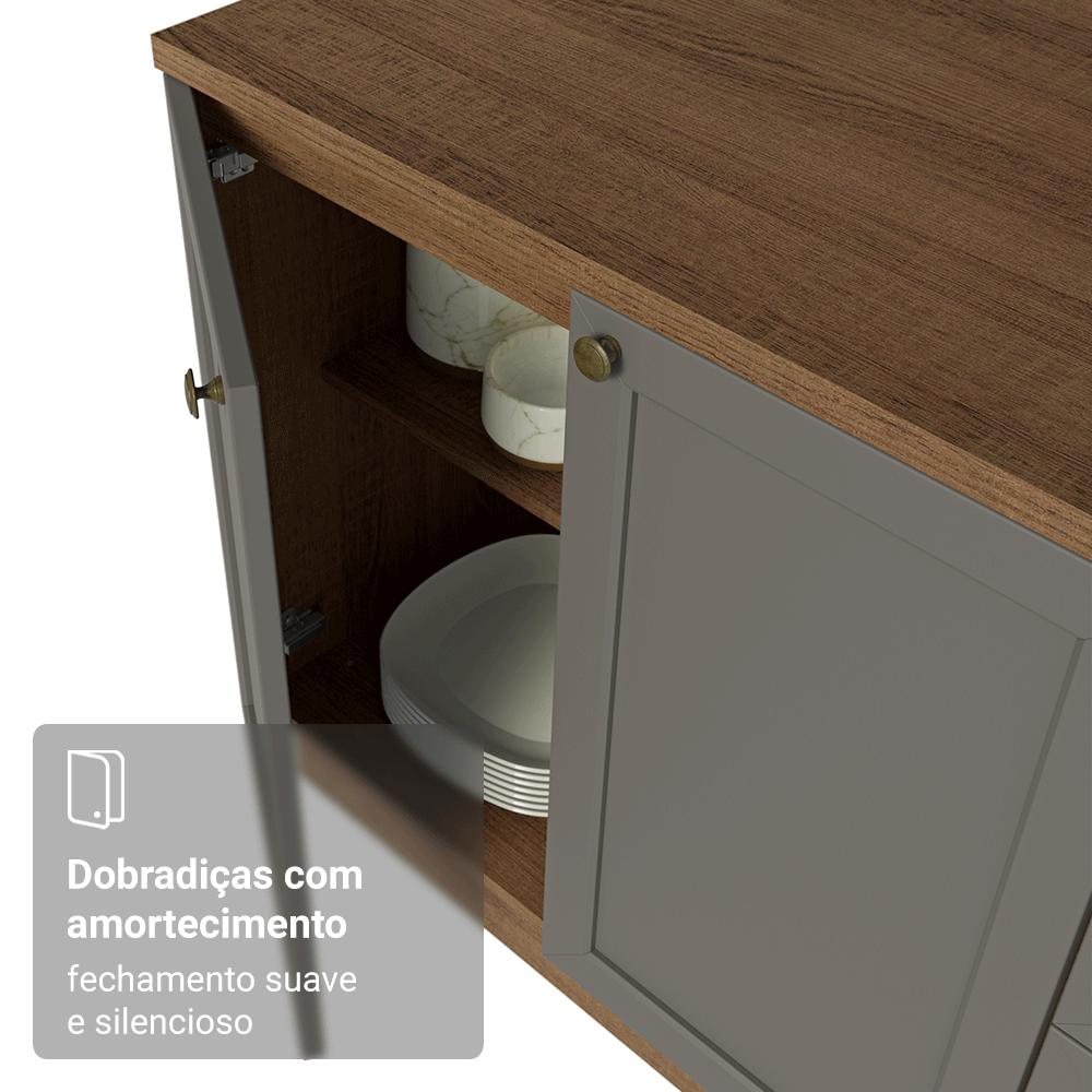 Armário de Cozinha Completa de Canto 399 cm Rustic/Cinza Vik Madesa 02