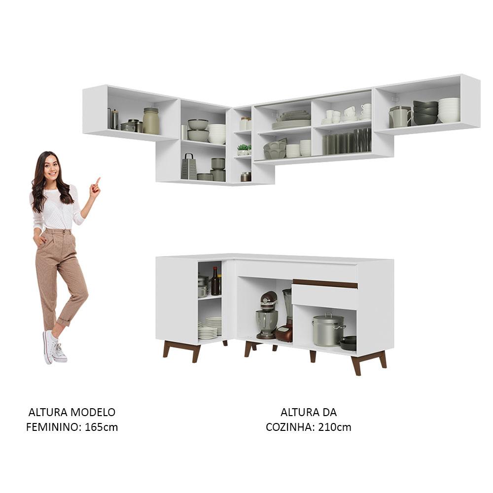 Armário de Cozinha Completa de Canto 402cm Branco Reims Madesa 04