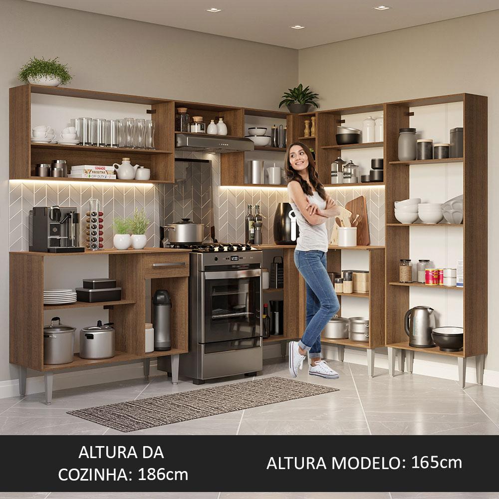 Armário de Cozinha Completa de Canto 417cm Preto/Rustic Emilly Madesa 02
