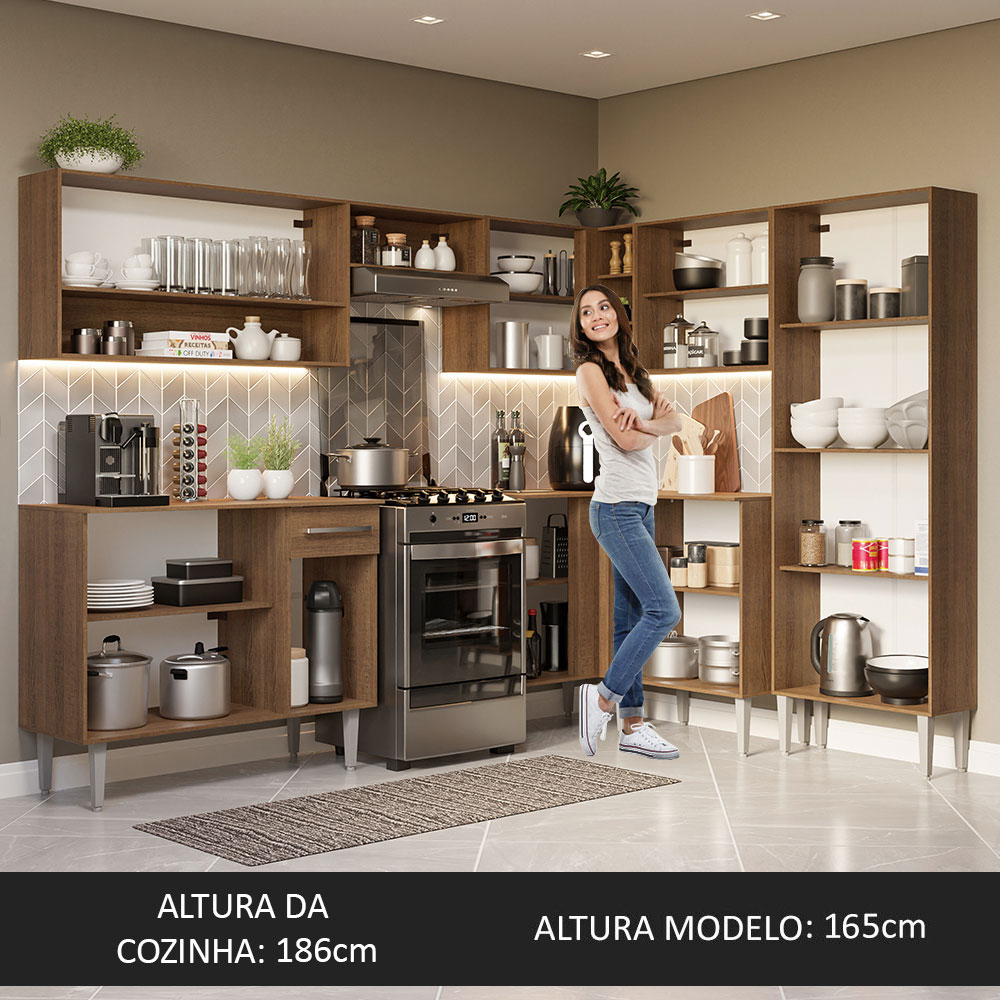 Armário de Cozinha Completa de Canto 417cm Rustic Emilly Madesa 02