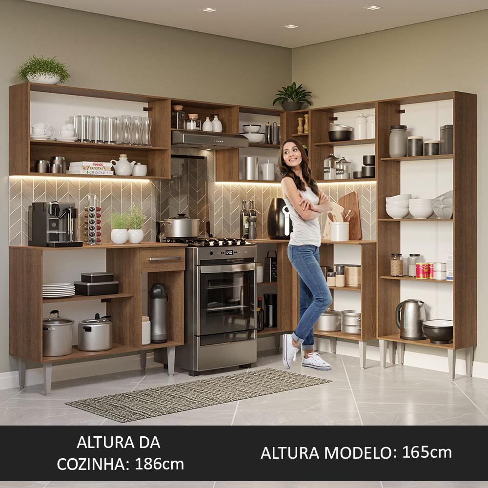 Armário de Cozinha Completa de Canto 417cm Rustic/Branco Emilly Madesa 02