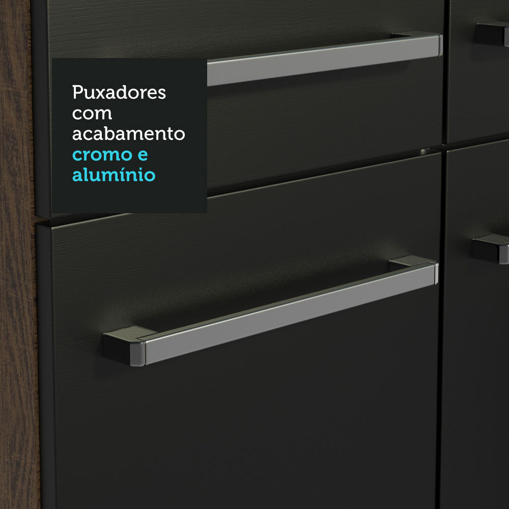 Armário de Cozinha Completa de Canto 417cm Rustic/Preto Emilly Madesa 02