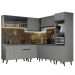Armário de Cozinha Completa de Canto 445cm Cinza Nice Madesa 01