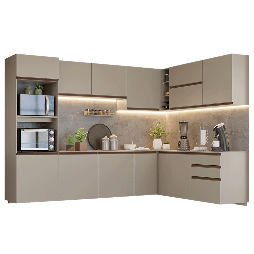 Armário de Cozinha Completa de Canto 465 cm Suspensa Crema Nice Madesa 10