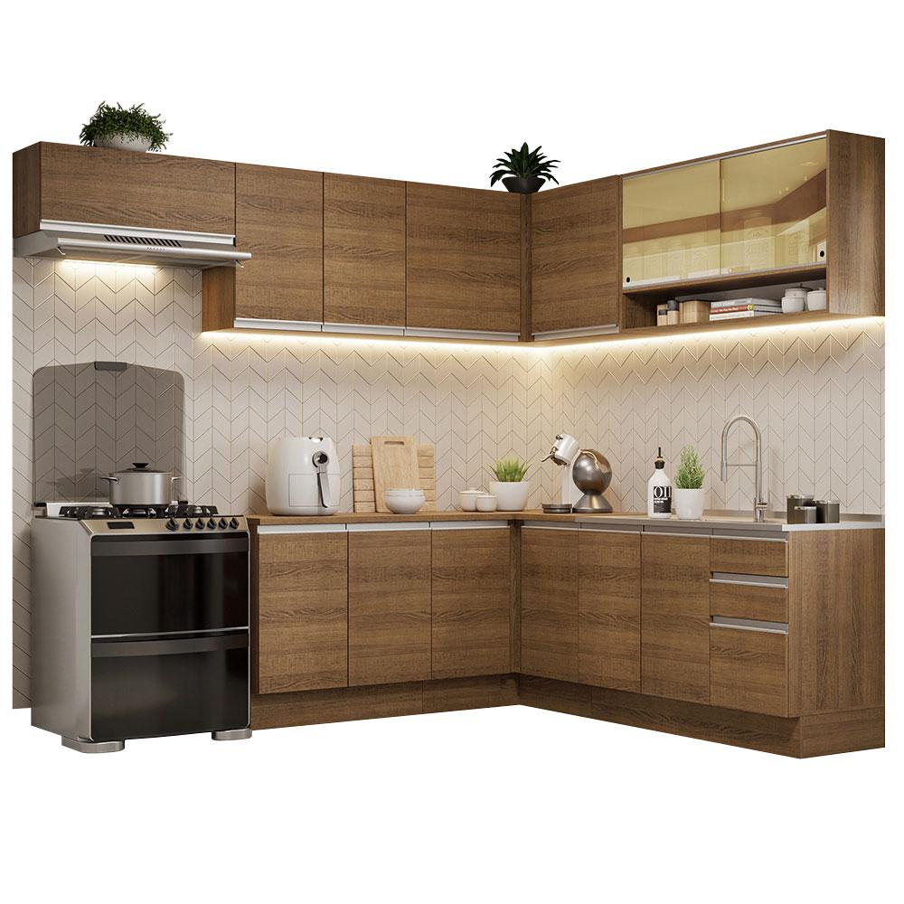 Armário de Cozinha Completa de Canto 469cm Rustic Glamy Madesa 01
