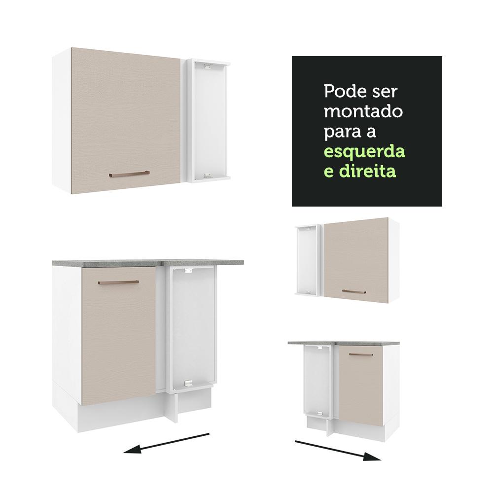 Armário de Cozinha Completa de Canto 479cm Branco/Crema Agata Madesa 01