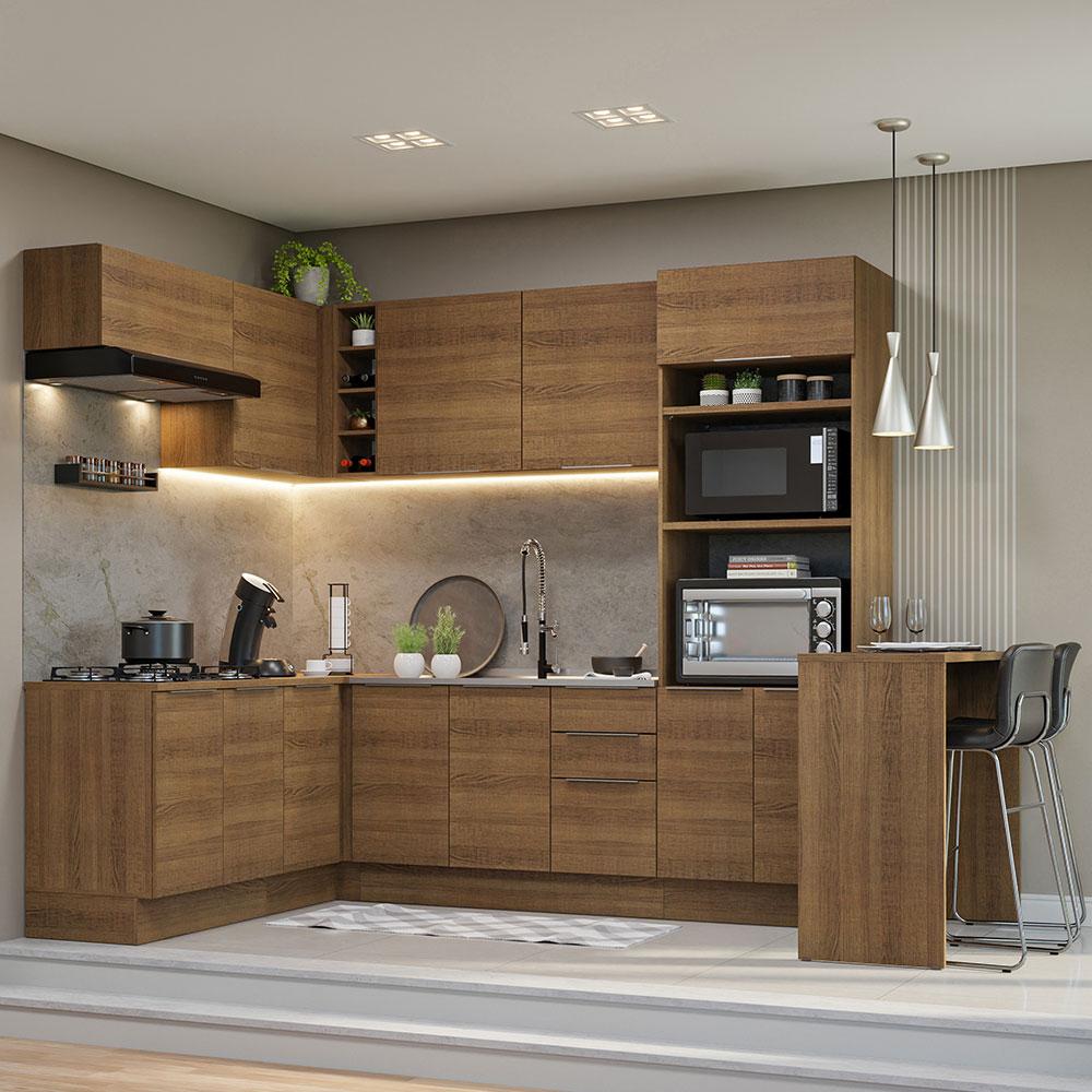 Armário de Cozinha Completa de Canto 489cm Rustic Stella Madesa