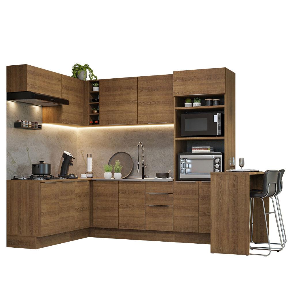 Armário de Cozinha Completa de Canto 489cm Rustic Stella Madesa