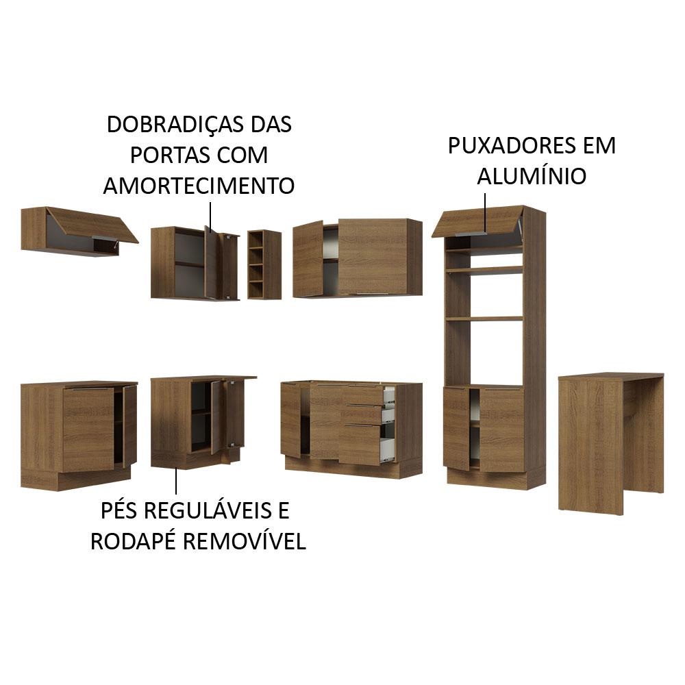 Armário de Cozinha Completa de Canto 489cm Rustic Stella Madesa