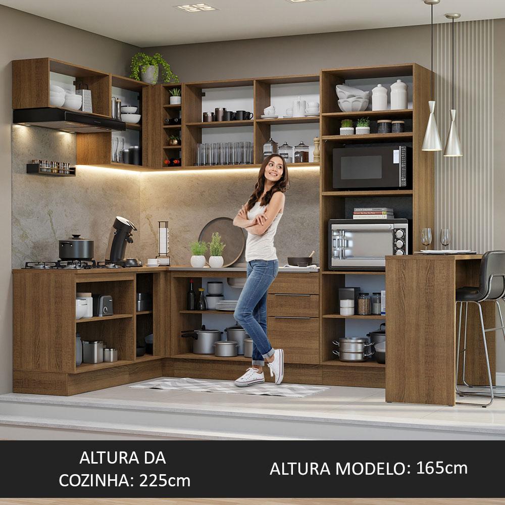 Armário de Cozinha Completa de Canto 489cm Rustic Stella Madesa