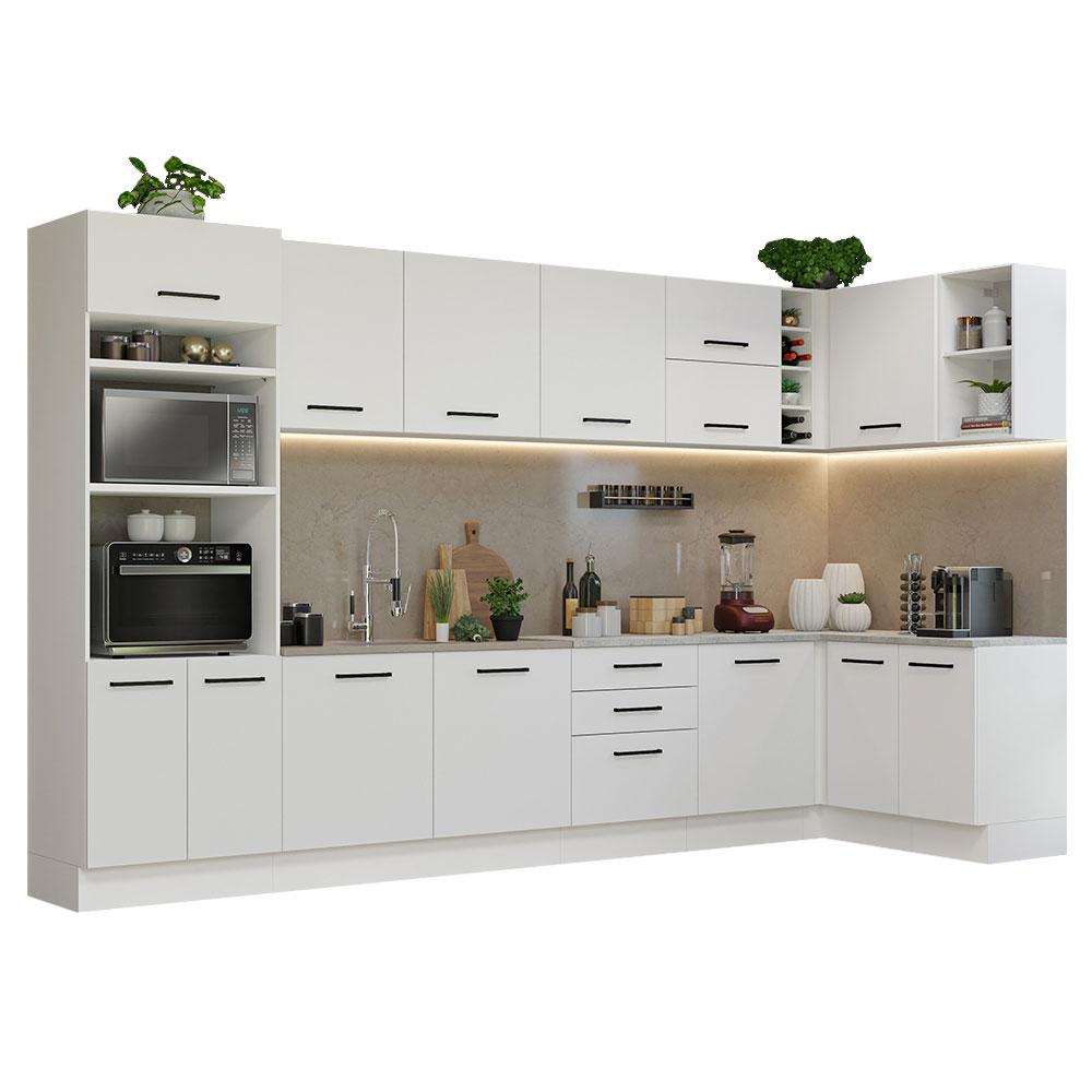 Armário de Cozinha Completa de Canto 499cm Branco Agata Madesa 01