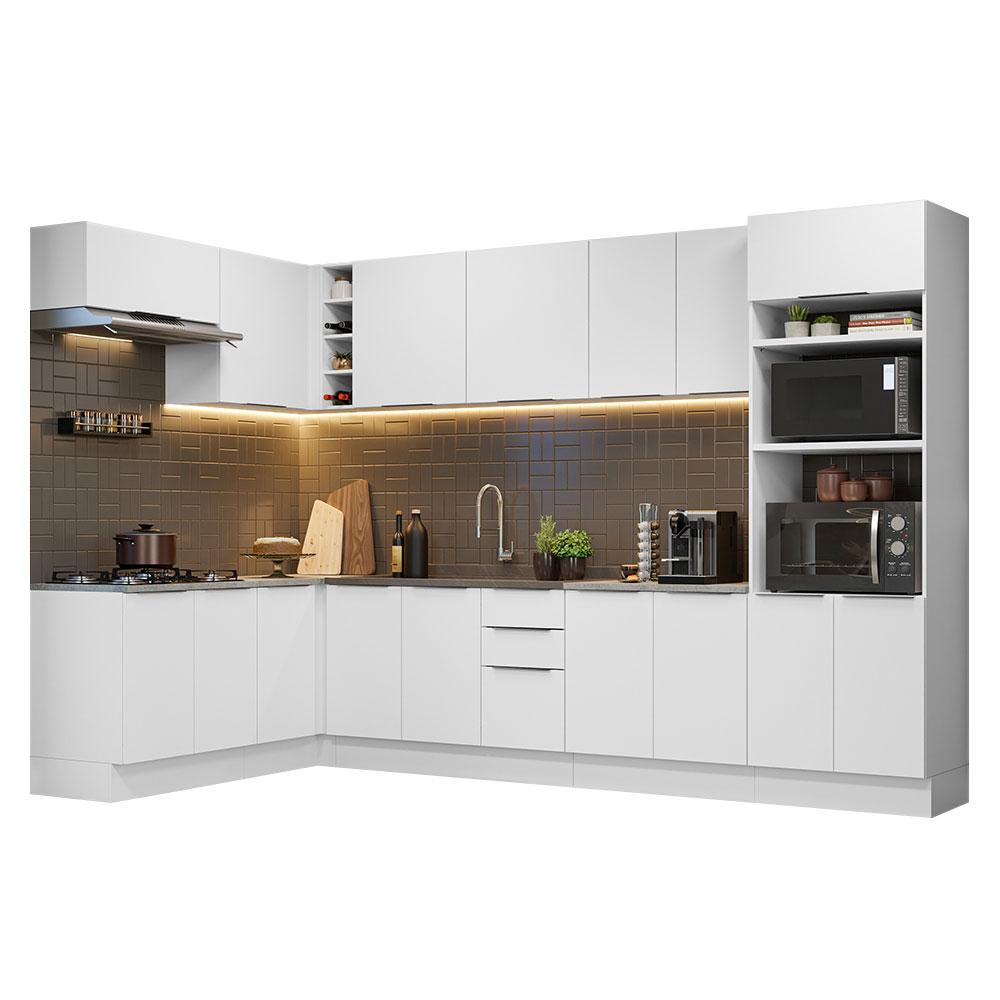 Armário de Cozinha Completa de Canto 499cm Branco Stella Madesa 01