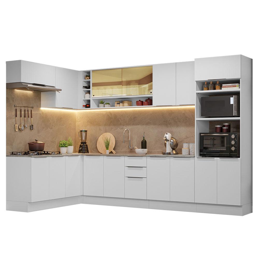 Armário de Cozinha Completa de Canto 499cm Branco Stella Madesa 02