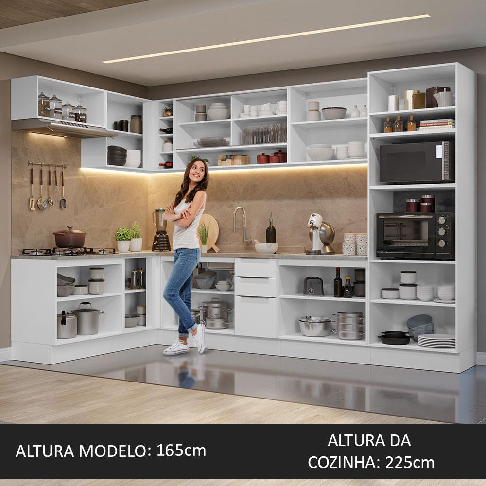 Armário de Cozinha Completa de Canto 499cm Branco Stella Madesa 02