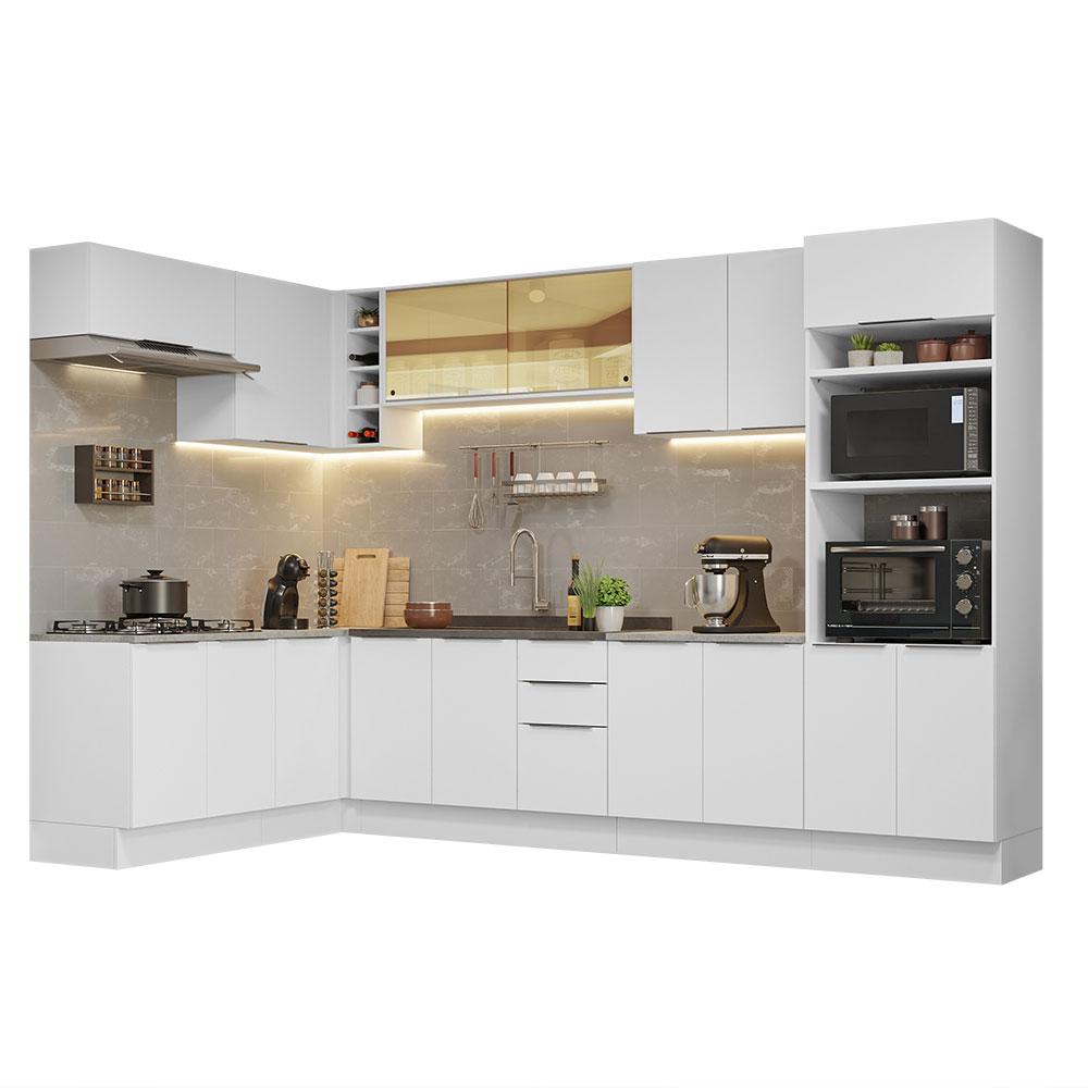 Armário de Cozinha Completa de Canto 499cm Branco Stella Madesa 03
