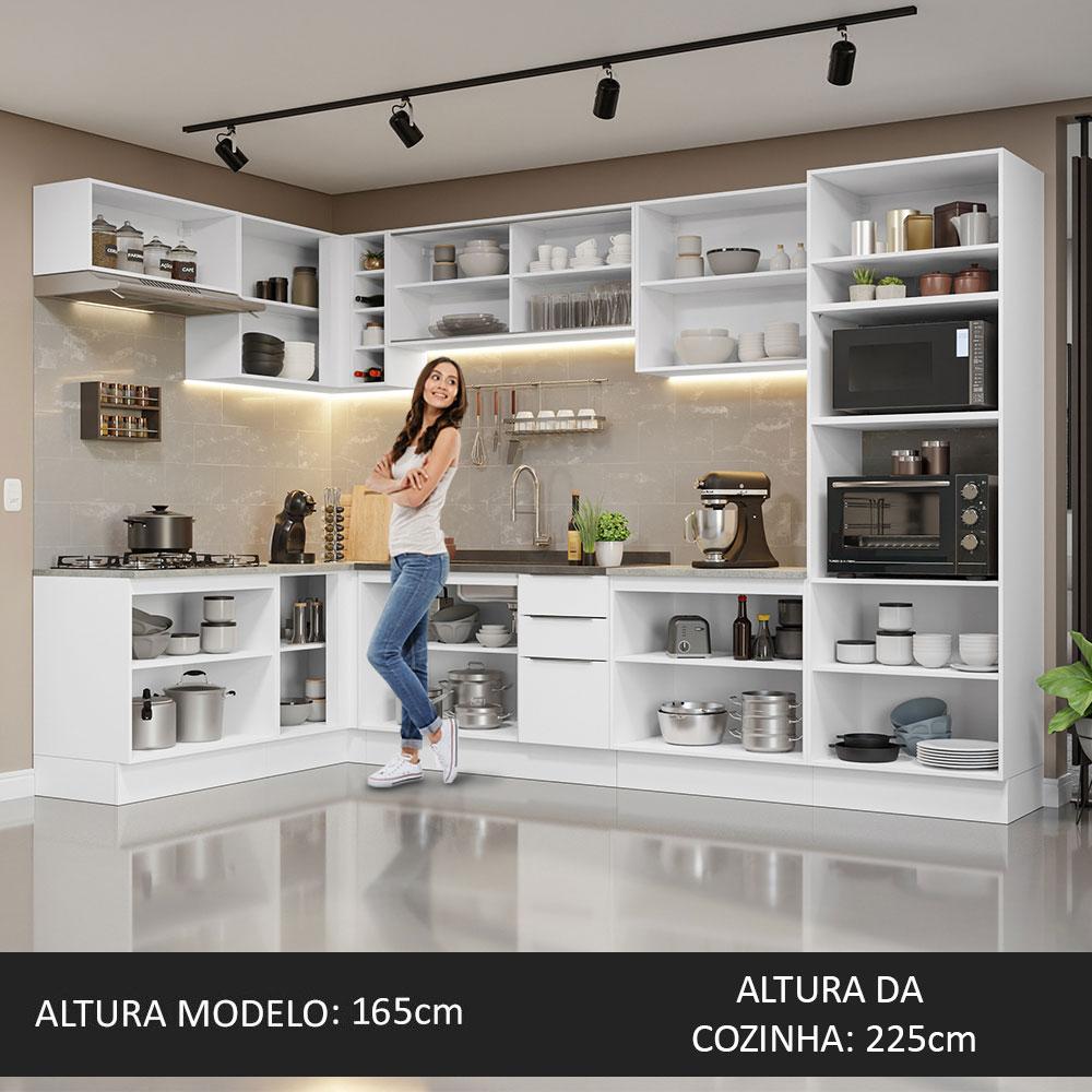 Armário de Cozinha Completa de Canto 499cm Branco Stella Madesa 03