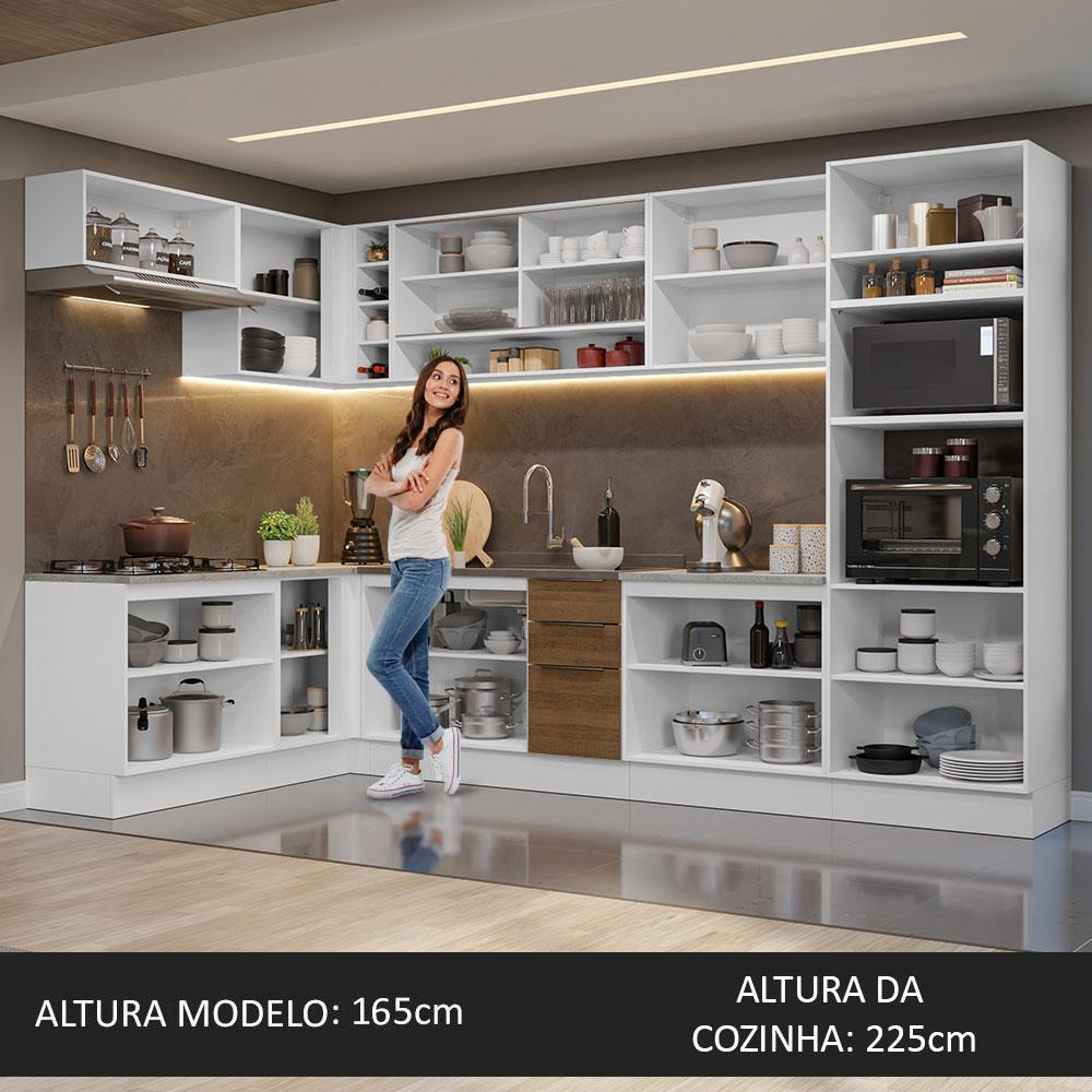 Armário de Cozinha Completa de Canto 499cm Branco/Rustic Stella Madesa 02