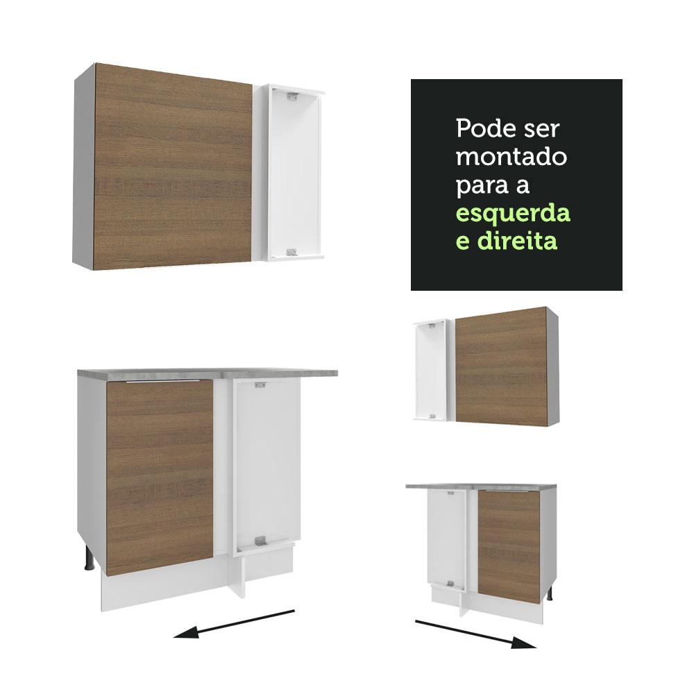 Armário de Cozinha Completa de Canto 499cm Branco/Rustic Stella Madesa 02