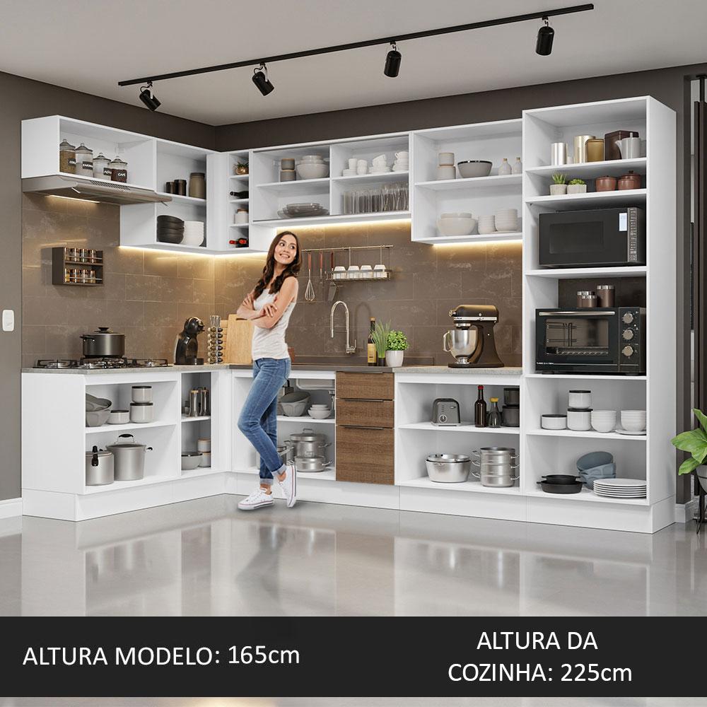Armário de Cozinha Completa de Canto 499cm Branco/Rustic Stella Madesa 03