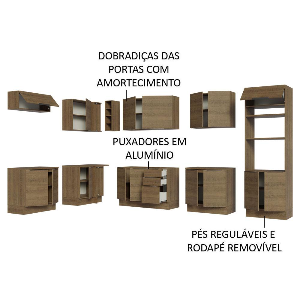 Armário de Cozinha Completa de Canto 499cm Rustic Stella Madesa 01