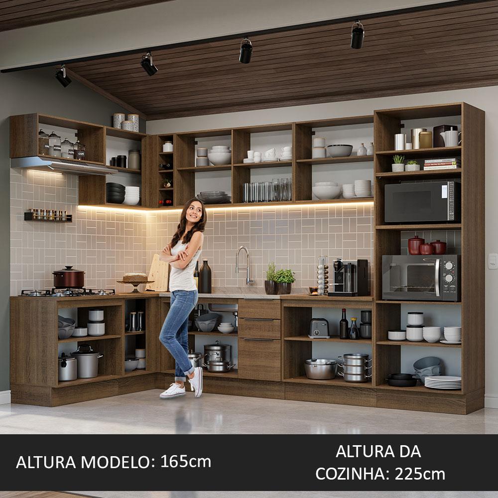 Armário de Cozinha Completa de Canto 499cm Rustic Stella Madesa 01