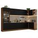Armário de Cozinha Completa de Canto 499cm Rustic/Preto Agata Madesa 01