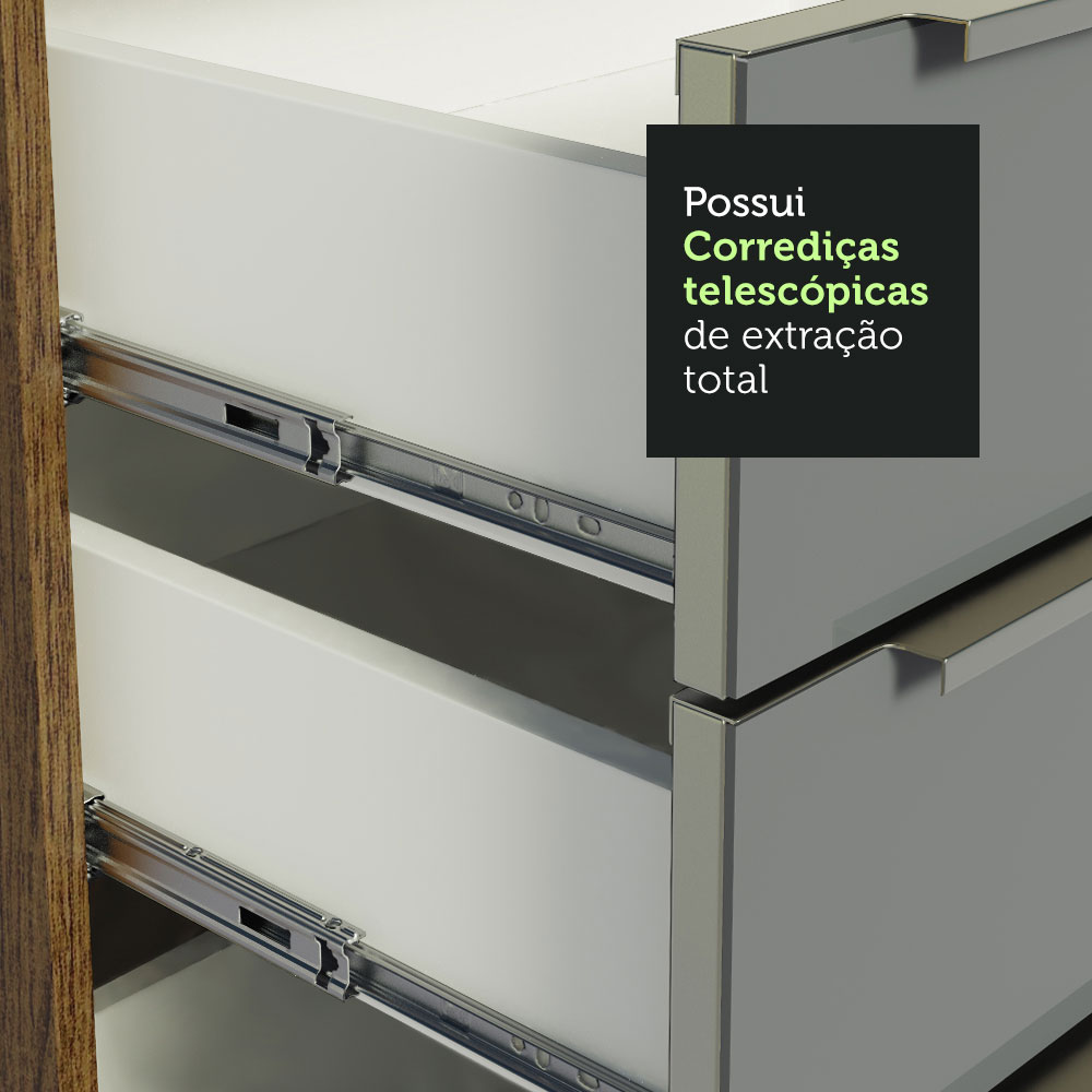 Armário de Cozinha Completa de Canto 546cm Rustic/Cinza Lux Madesa 05