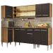 Armário de Cozinha Completa de Canto Madesa Emilly Play Balcão e Aéreo Vidro Reflex - Rustic/Preto