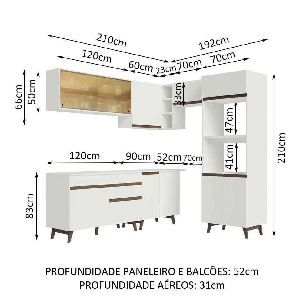 Armário de Cozinha Completa de Canto Madesa Reims 402002 com Balcão - Branco
