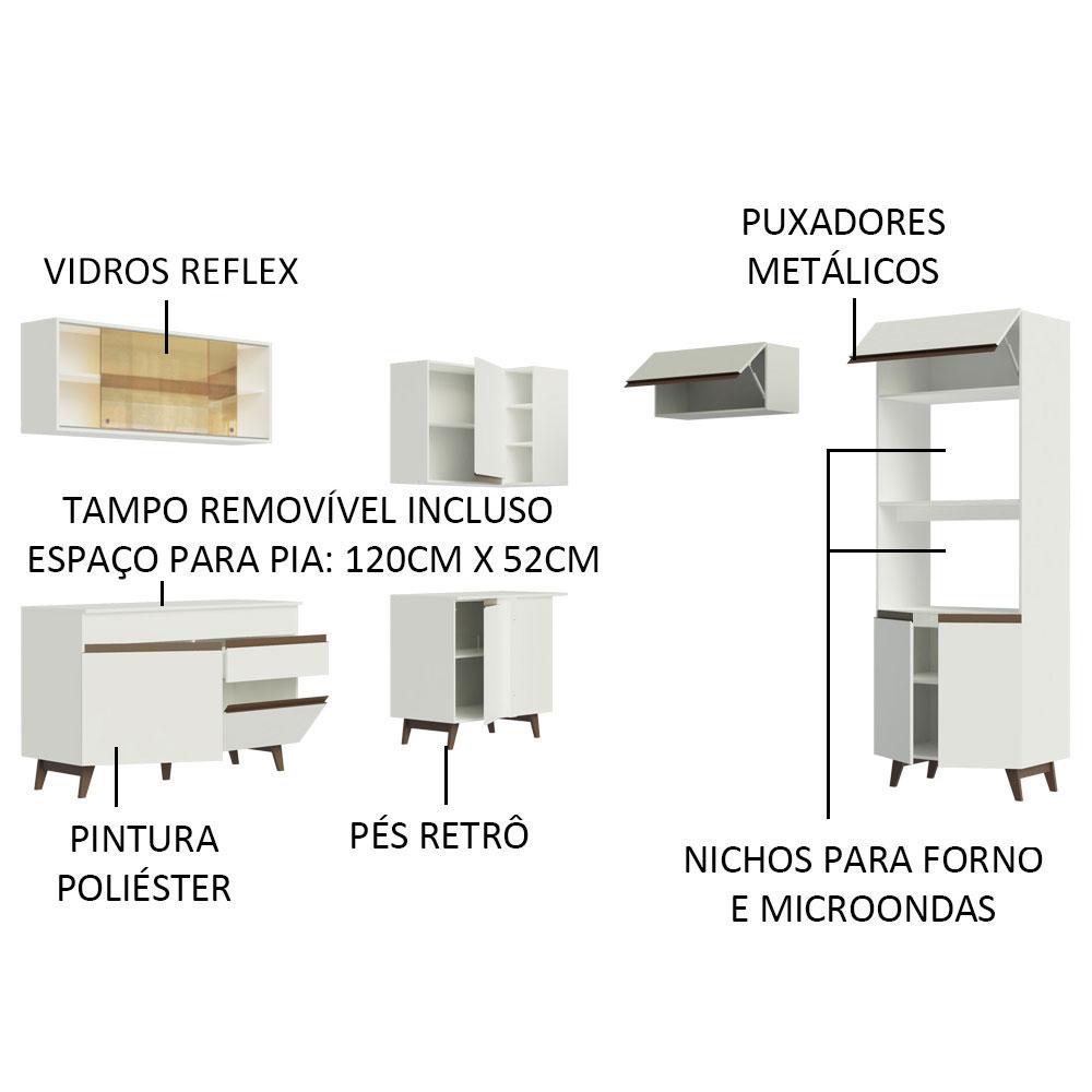 Armário de Cozinha Completa de Canto Madesa Reims 402002 com Balcão - Branco