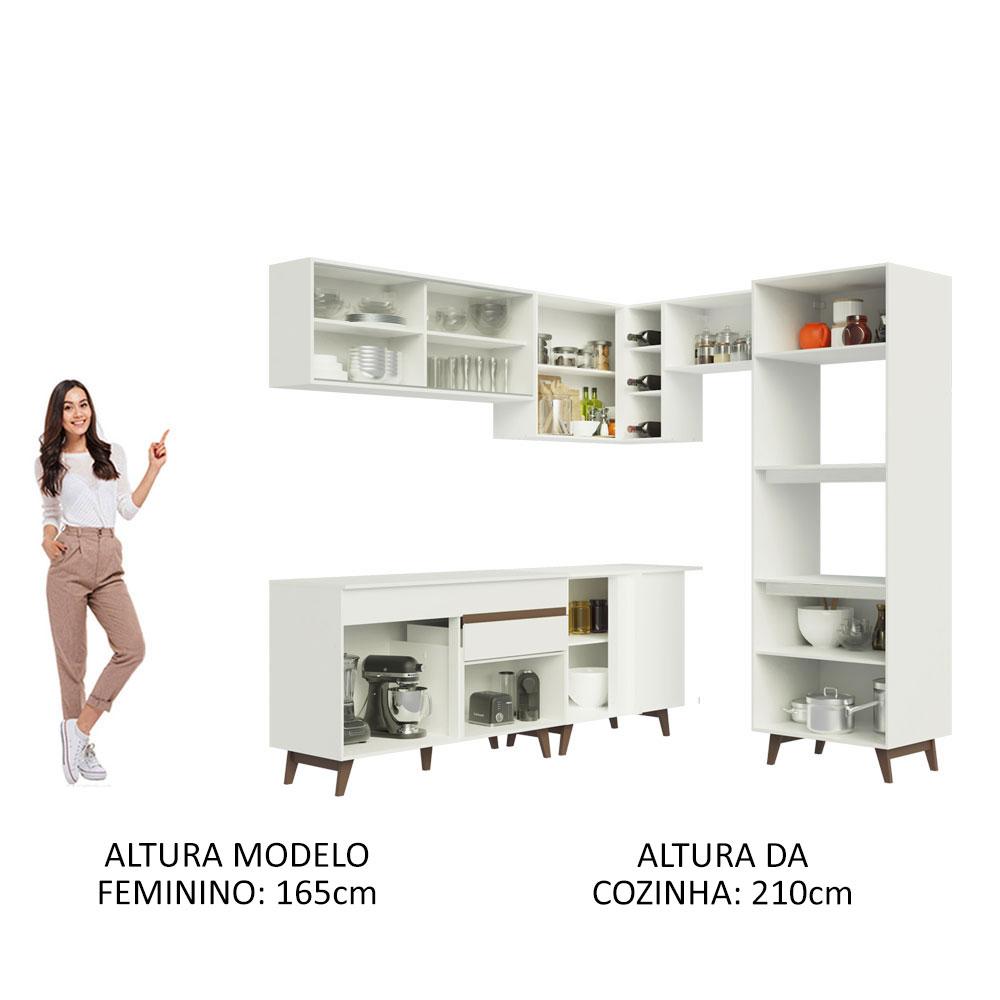 Armário de Cozinha Completa de Canto Madesa Reims 402002 com Balcão - Branco